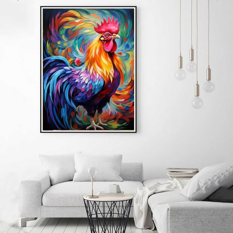 Zariocy Paint by Numbers Kits for Adults -Animals DIY Oil Paintings Canvas Acrylic Paint Set - Rooster Paint by Numbers Kit for Beginners and Ideal for Home Decor 16x20 inch-638 Zariocy