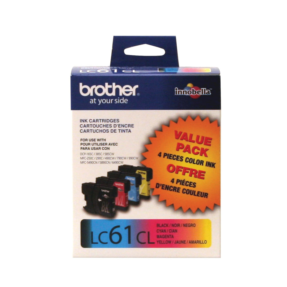Brother® LC61 Black/Color Ink Cartridges, Pack Of 4 Brother