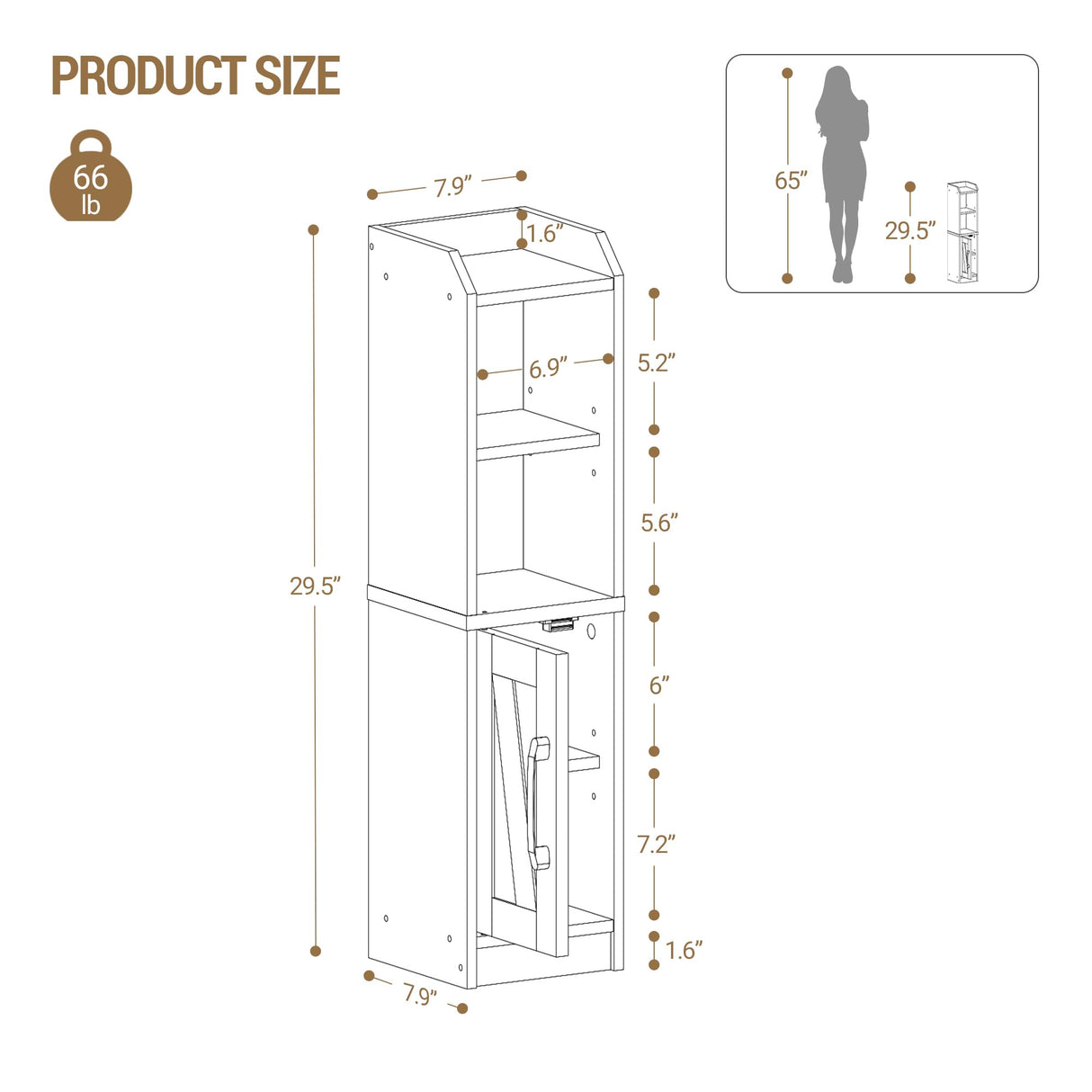 Hzuaneri Bathroom Storage Cabinet, Small Farmhouse Corner Floor Cabinet with Door and Shelves, Narrow Toilet Paper Holder Stand, Bathroom Organizer with Adjustable Shelf, for Small Spaces, White Hzuaneri