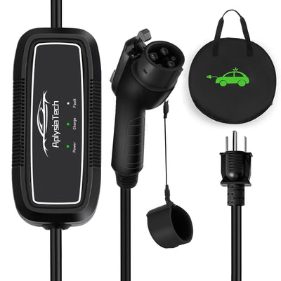 AplysiaTech Portable EV Charger Level 1, 15Amp 110V, Electric Vehicle Charger with 21Ft Extension Cord,NEMA 5-15P for Plug-in Home EV Charging Station,Compatible with SAE J1772 EVs(Tesla Need Adapter)