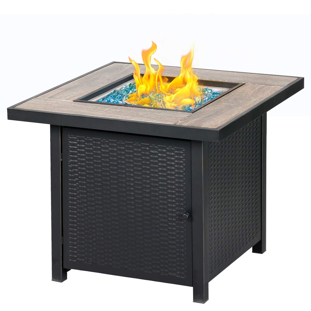 BALI OUTDOORS 50000 BTU Propane Fire Pit for Outdoor, 30 in Fire Pit Table Outdoor, Square Firepits for Outside Backyard, Patio BALI OUTDOORS