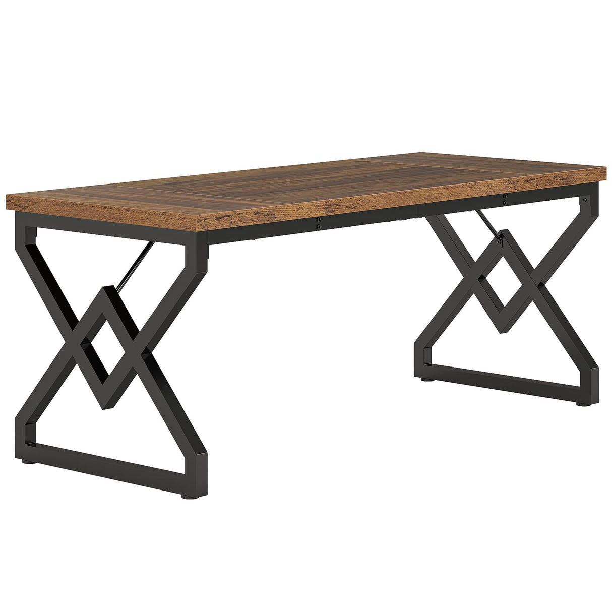 Tribesigns 63 Inch Executive Desk, Large Office Computer Desk with Extra Thick Wooden Tabletop and Metal Frame, Modern Simple Workstation Writing Table Study Desk for Home Office, Vintage Brown Tribesigns