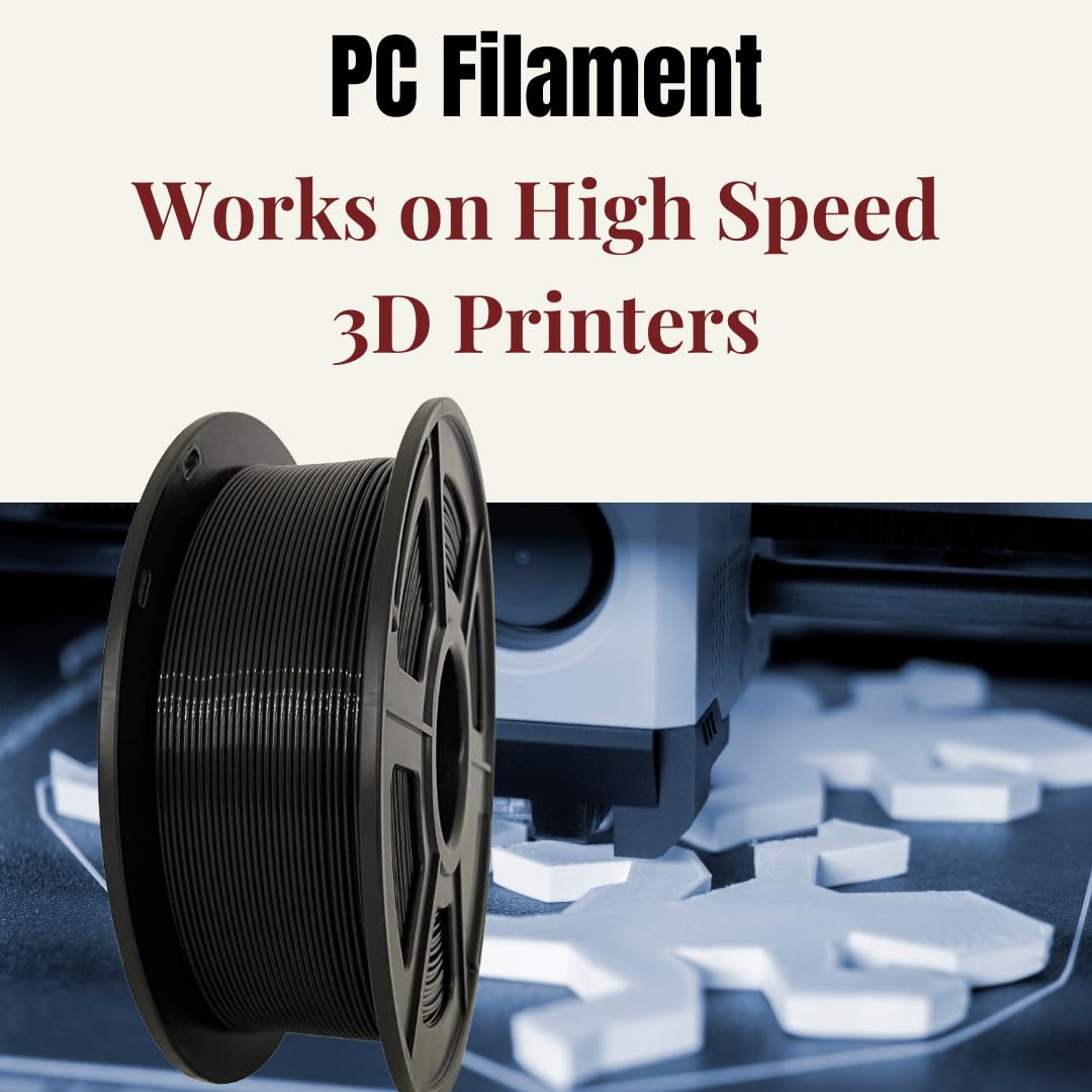 2KG PC Filament Bundle 1.75mm, Polycarbonate Filament,Tough and Heat Resistant 95C, PC Black 2 Spools*1kg(2.2lbs) WELLSHOW