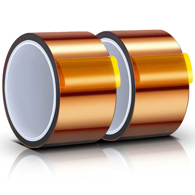 Outus 2 Rolls Heat Tapes High Temperature Tape Sublimation Tape Heat Transfer Tape Heat Resistant Tape Polyimide Tape for Electronics 3D Printers DIY Crafts (Dark Brown,50 mm Wide)