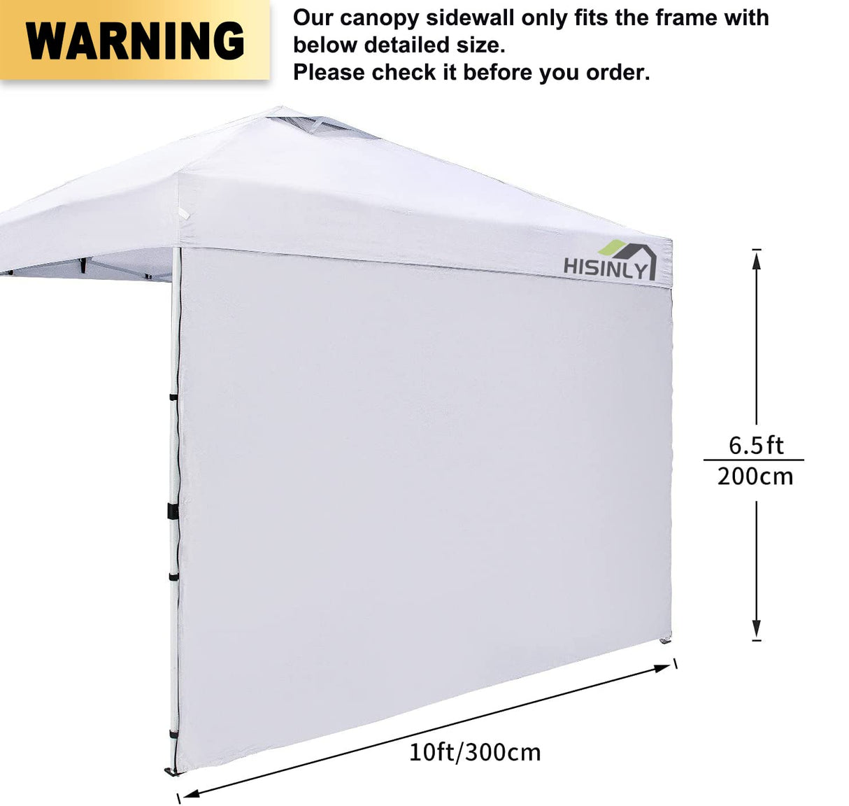 Hisinly Canopy Sidewalls 10 * 10 ft, 3PCS Sunwalls with 210D Oxford Cloth, UV Protection and Waterproof, Suits Pop-up Tent/Instant Canopy/Commercial Canopy, White (Sidewall Only) Hisinly