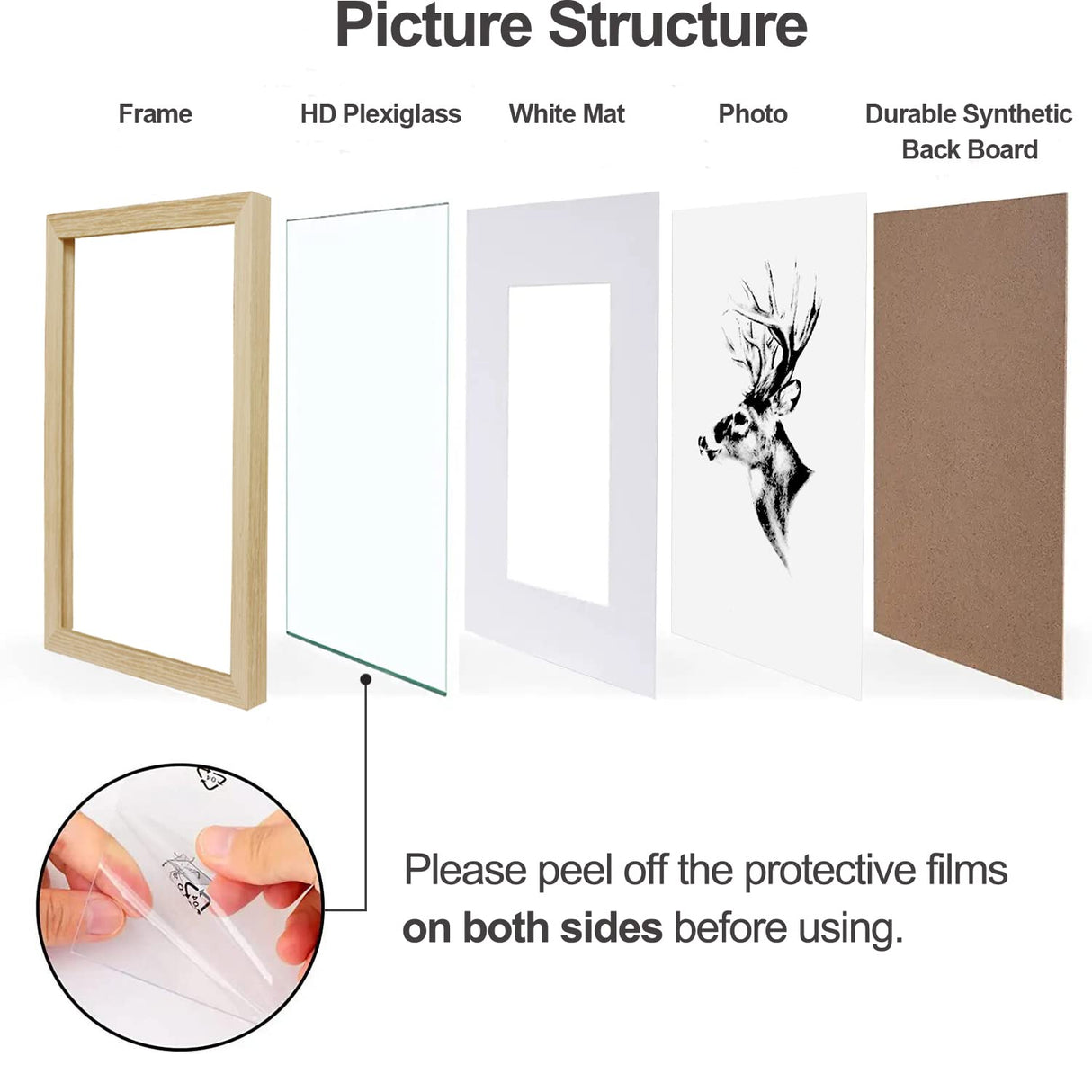 Yaetm 16x20 Picture Frame Matted to 11x14 Set of 2, Natural Solid Oak Wood Frame 16x20 for Photos, Posters & Art Prints, Horizontal and Vertical Wall Mount (2 pack, Oak) Yaetm