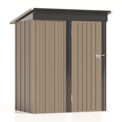 Patiolife 5x3 FT Outdoor Storage Shed, Small Tool Metal Shed with Lockable Door & Sloping Roof, Garden Shed for Backyard Patio Lawn, Brown