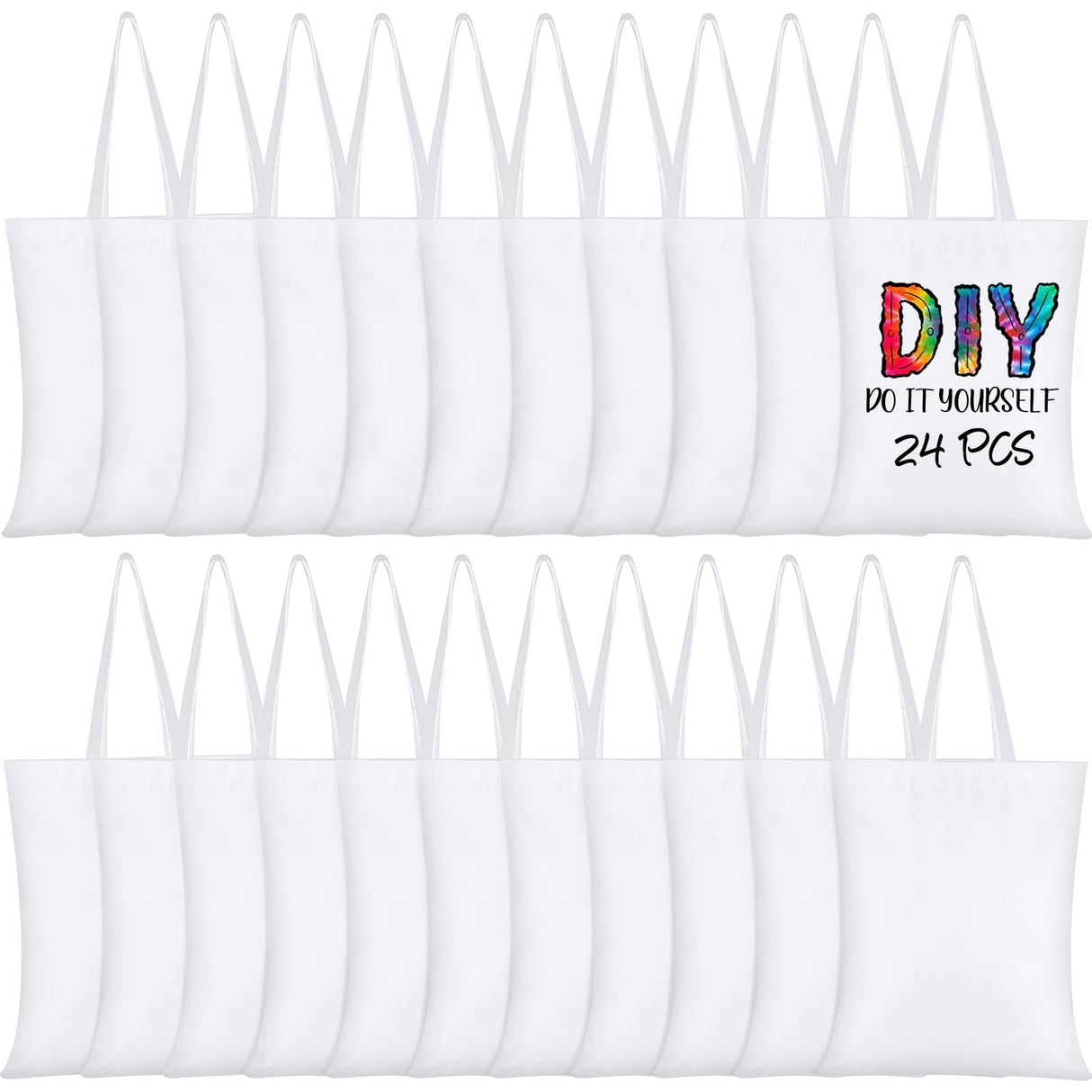 Sanwuta 24 Pcs Sublimation Blanks Polyester Tote Bags 15.8 x 12 Inch Sublimation White Polyester Tote Bags for Valentine's Day Party DIY Tie Dyed Souvenir Event Gifts Sanwuta