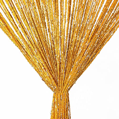 Atsweetlife Door String Curtain Doorway Beads Curtains,Hanging Room Divider Beaded Decor Hippie Glitter Fringe Panel Closet Window Doors Sequin Sheer Boho Doors Tassel (Gold) Atsweetlife