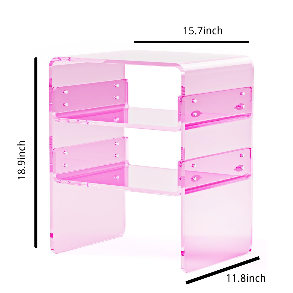 Clear Acrylic 3-Tier End Table/Nightstand – Sleek Bedside Storage with Durable Design, Perfect for Bedrooms, Living Rooms, or Modern Interiors – Ideal as a Bedside Table or Sofa Side Piece (Pink) Smitten.Life