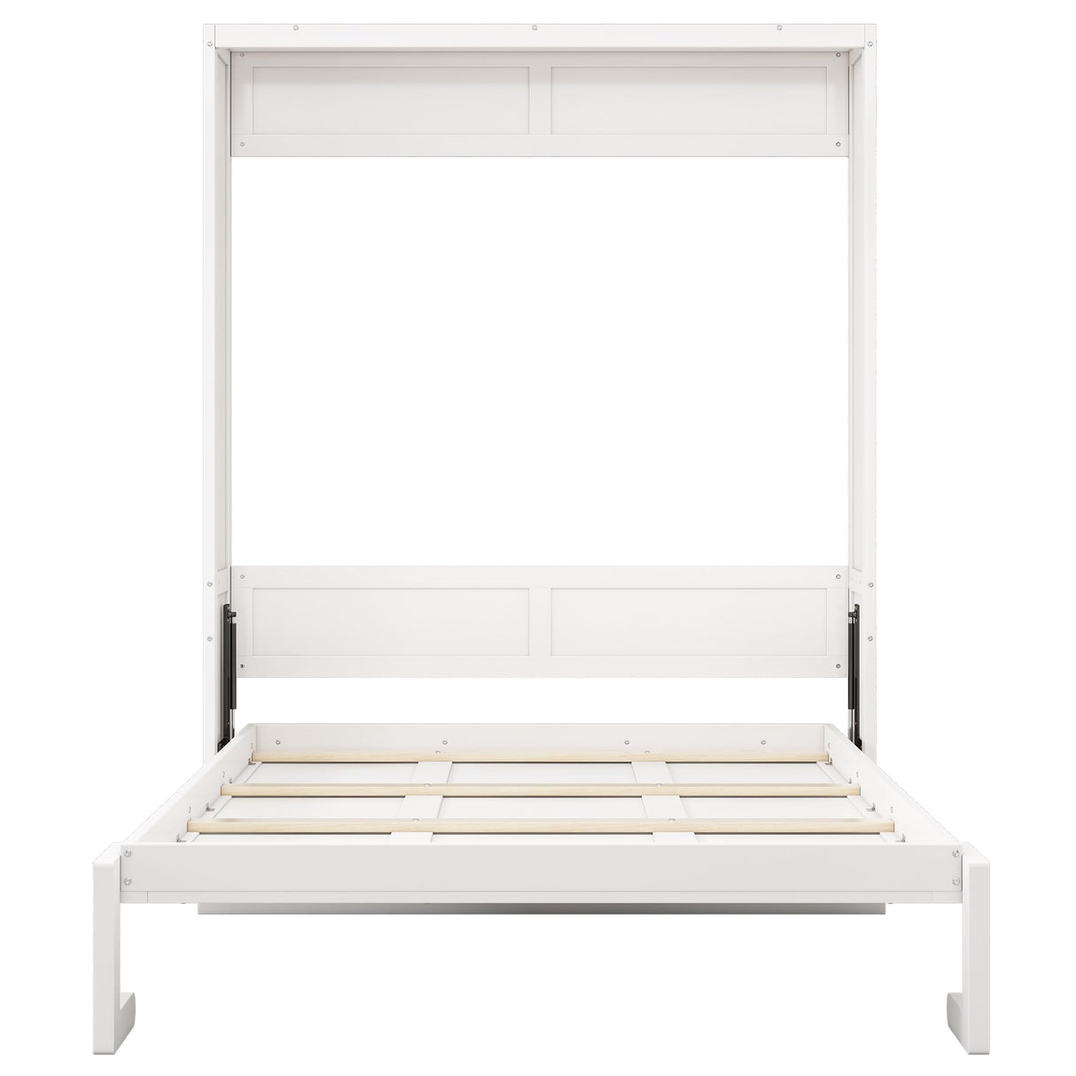 Queen Size Murphy Bed with Desk, White Hidden Murphy Beds Cabinet Queen Wood Wall Bed for Adults Teens Guestroom, Studying Room, No Box Spring Needed, White Merax