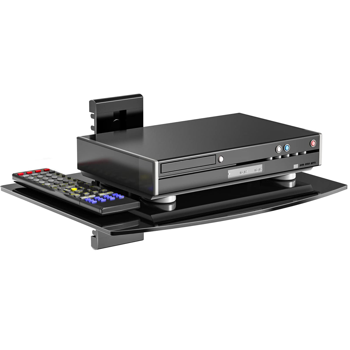 WALI Floating Entertainment Center Shelves, Holds Up to 17.6lbs, TV Shelf with Strengthened Tempered Glasses for DVD Players, Cable Boxes, Games Consoles, TV Accessories (CS201B), 1 Shelf, Black WALI