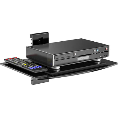 WALI Floating Entertainment Center Shelves, Holds Up to 17.6lbs, TV Shelf with Strengthened Tempered Glasses for DVD Players, Cable Boxes, Games Consoles, TV Accessories (CS201B), 1 Shelf, Black