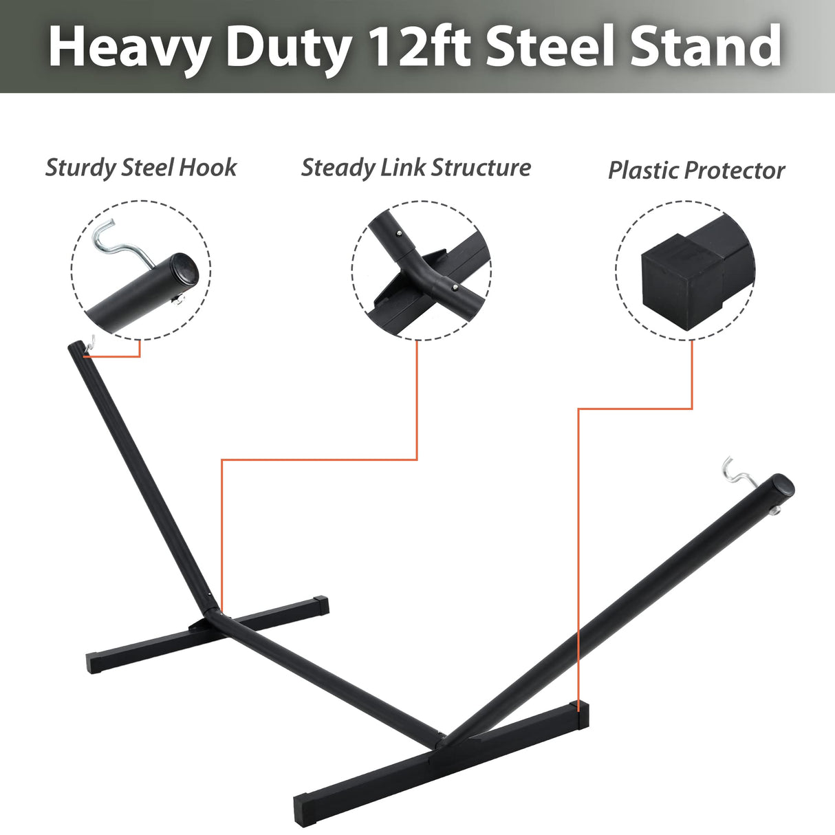 Homgava Two Person Hammock with Stand Heavy Duty, Outdoor Patio Hammock with Portable Steel Stand, Large Double Hammocks,480lbs Capacity.(Dark Blue) Homgava