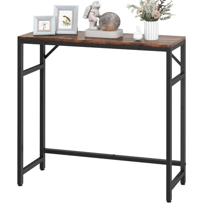 Livofloral Narrow Console Table, 29.5" Entryway Table with 2 Support Bar, Thin Sofa Table, Small Couch Table, Display Table, Side Tables for Living Room, Hallway, Bedroom, Rustic Brown