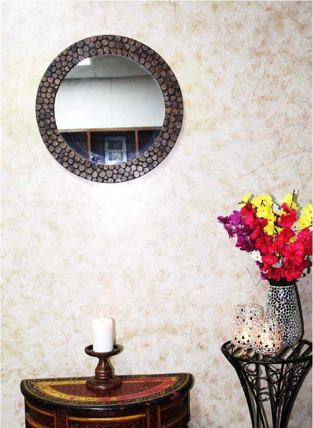 Hosley Set of 2 Brown Wood Pillar Holders 5 Inch High. Ideal Gift for Home Wedding Spa and Aromatherapy Settings. O3 Hosley