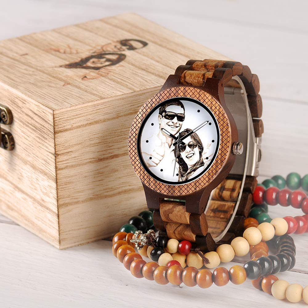 BOBO BIRD Mens Personalized Engraved Wooden Watches Quartz Casual Wristwatches for Men Family Friends Customized Watch (Zebra A) BOBO BIRD