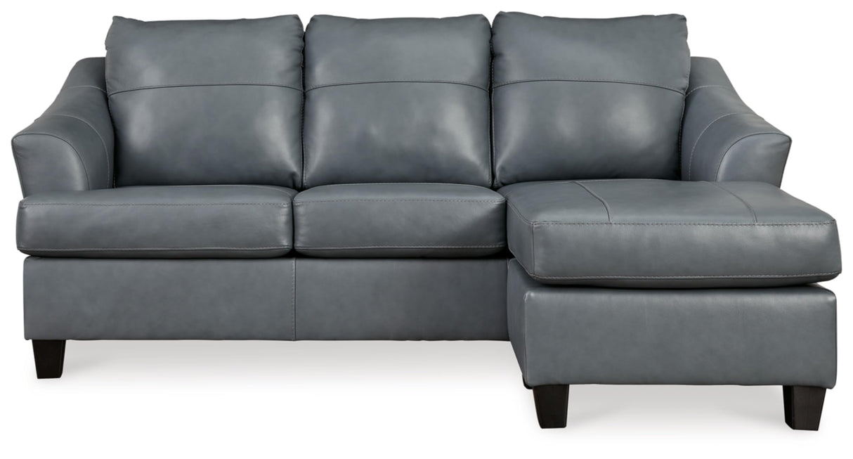 Signature Design by Ashley Genoa Modern Leather Sectional Sofa Couch with Chaise Lounge, Blue Signature Design by Ashley