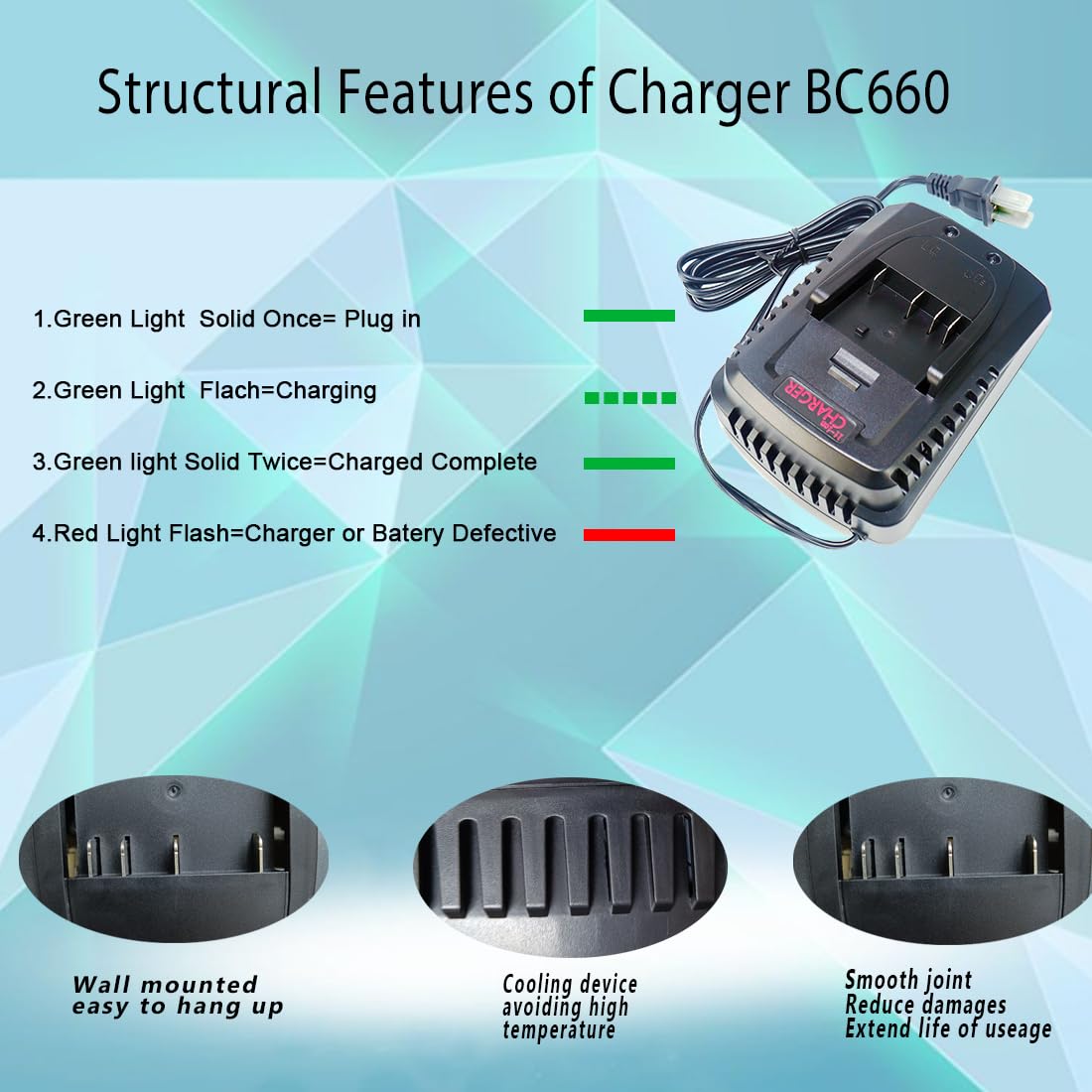 ANOPIW Quick BC660 BC1880 Charger Compatible with Bosch 4.4V-18V Lithium Battery BAT619G, BAT619, BAT609G, BAT609, BAT618, BAT618G, BAT610G BAT614 … ANOPIW