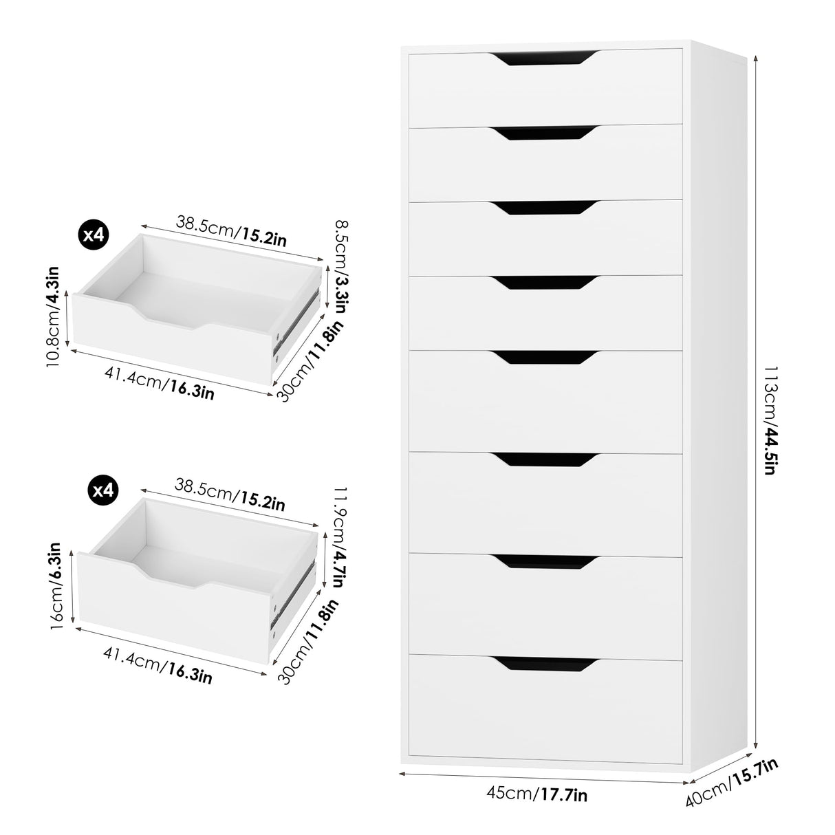 FACBOTALL Tall White Dresser, 8 Drawer Dresser with Groove Handles, White Tall Dressers, Modern Chest of Drawers with Large Storage Space for Home Office FACBOTALL