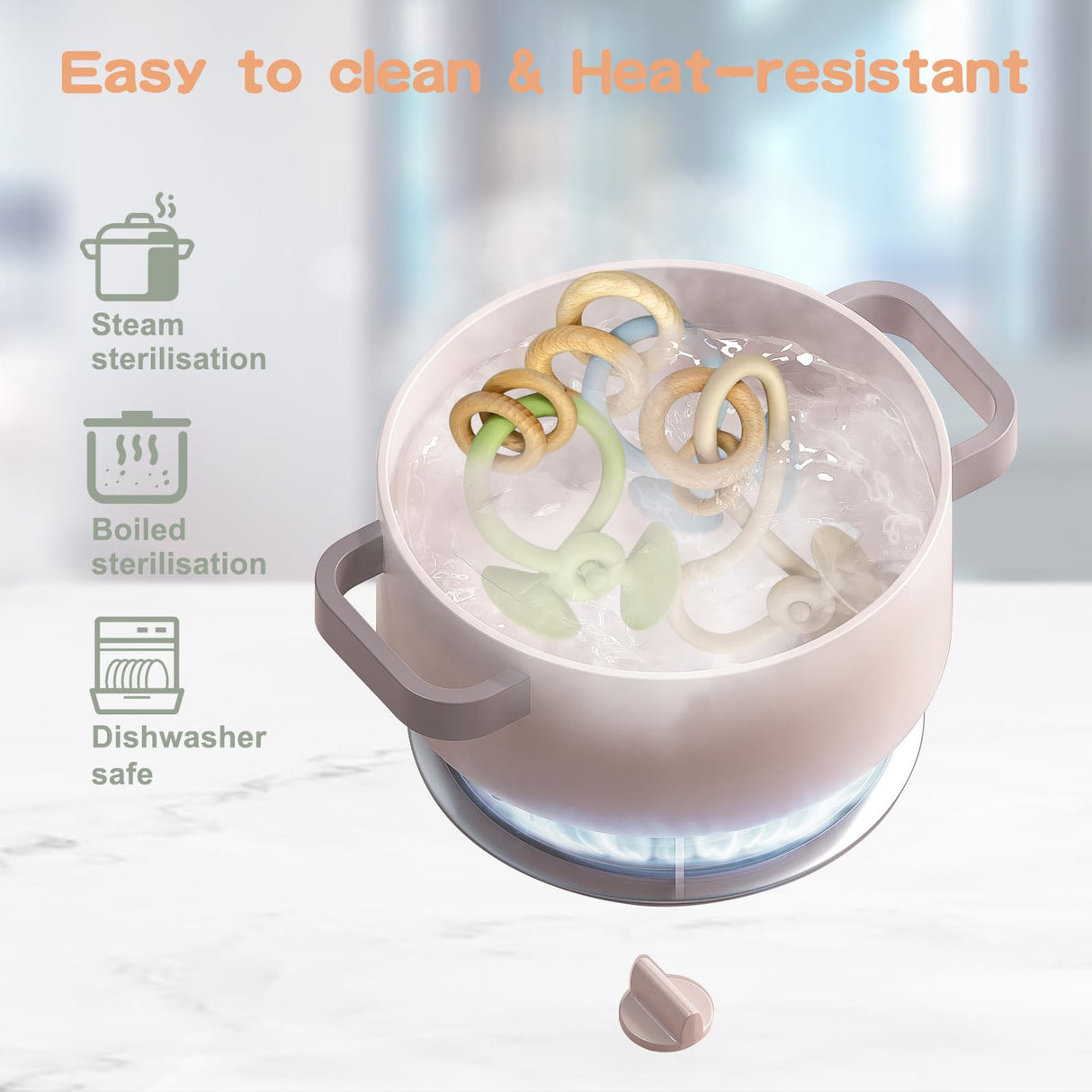 oiimllby Baby Teething Toy, High Chair Suction Cup Toys for Infant Toddlers 0-6M, Food Grade Silicone Teether, Educational Parent-Child Baby Toys, Montessori Sensory Toy for Babies 6-12Months (Green) oiimllby