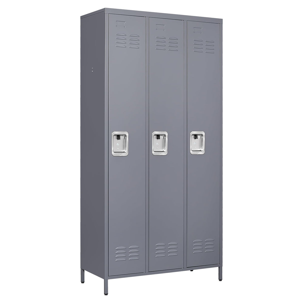 OPTYMIRA 72" Tall Employee Locker with Shelves and Hooks 3 Doors Steel Sports Locker for Office Home Bedroom School Gym Garage, Metal Staff Locker Locking Storage Cabinet,Grey OPTYMIRA