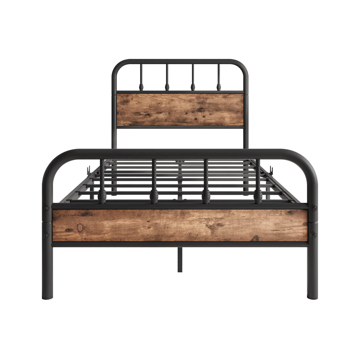 Elegant Home Products Metal Bed Frames with Heavy Duty Steel Slat,Hearboard and Footboard No Box Spring Needed Easy Assembly for Living Room(Twin,Black) Elegant Home Products