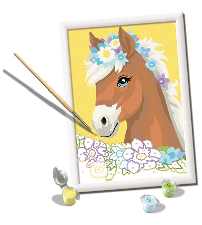Ravensburger - Horse with Flowers CreArt Paint by Numbers Kit | Fun & Easy DIY Art for Kids Age 9+ | Creative Gift Idea for Birthdays & Holidays