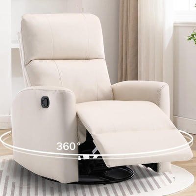 ANJ Manual Swivel Rocker Recliner, Glider Recliners with Padded Armrest and Backrest, Soft Leather Nursery Rocking Recliner Chair Reclining Sofa for Living Room