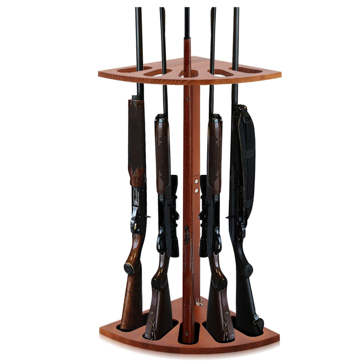 DoubleFill 5 Gun Wood Gun Rack Wood Corner Wall Display Rack Shotgun Rifle Stand Gun Holder Display for Home Garage Office Storage DoubleFill