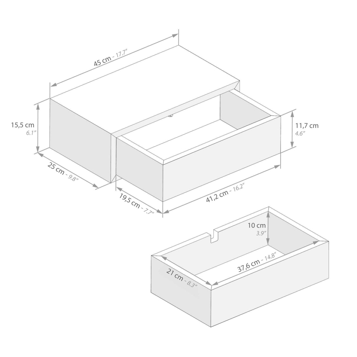 Mobili Fiver, Riccardo Floating nightstand, Rustic Oak, 17.7" x 9.8" x 6.1 ", Laminate-Finished, Modern Bedside Table, End Table, Italian Furniture Mobili Fiver