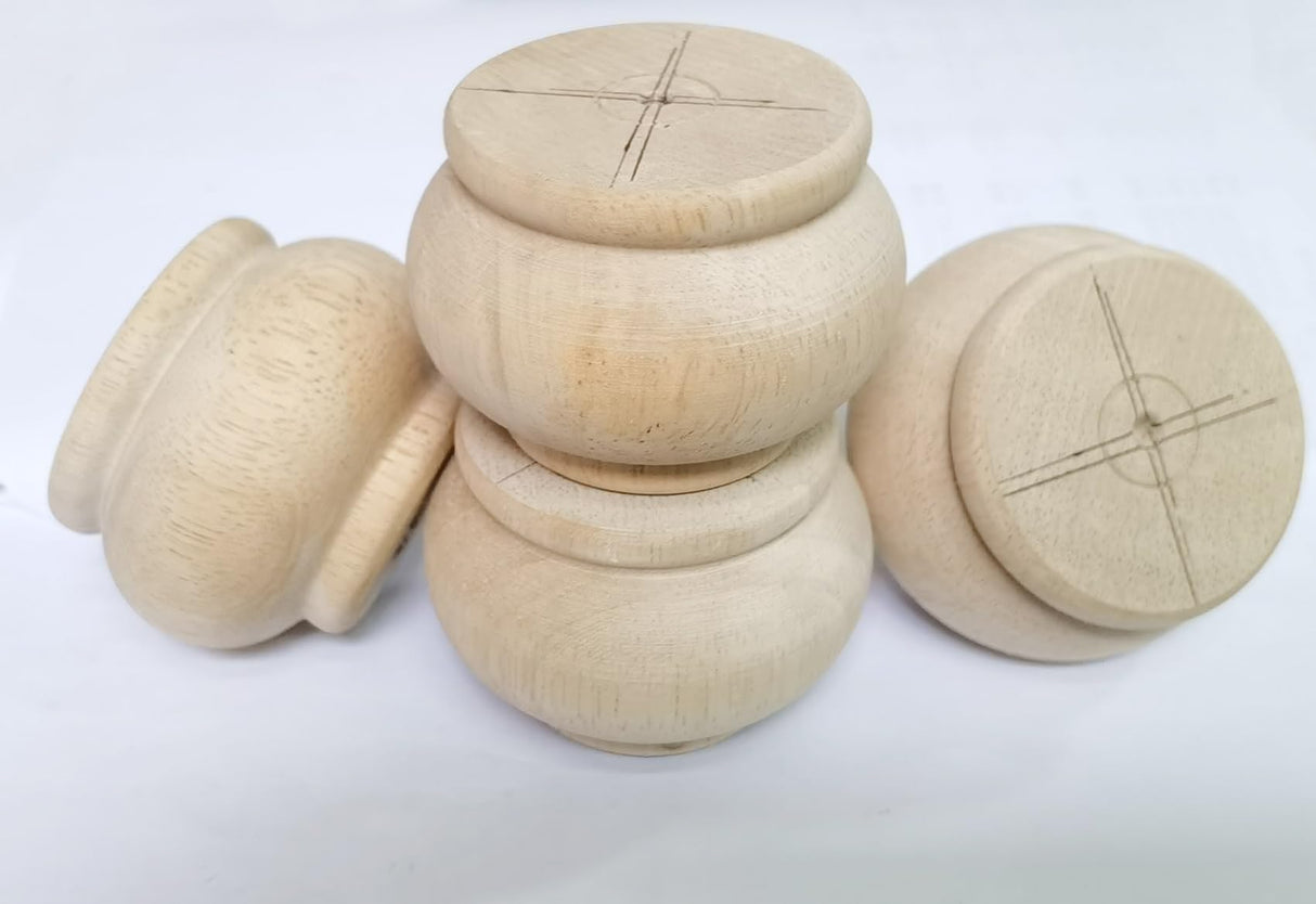 Btibpse 2 Inch Wooden Furniture Legs, Solid Wood Unpainted Replacement Furniture Legs, Cabinet Legs/Desk/Sofa/Bookcase Bun Feet, DIY Wooden Round Legs with Mounting Plate & Screws Set of 4 (2 Inch) Btibpse