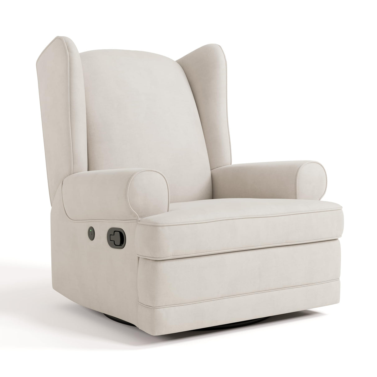 Storkcraft Serenity Glider Recliner Nursery Chair with USB Charging Port (Ivory) – Premium Upholstered Nursery Glider Recliner with Manual Recline Function, Dual USB Charging Storkcraft