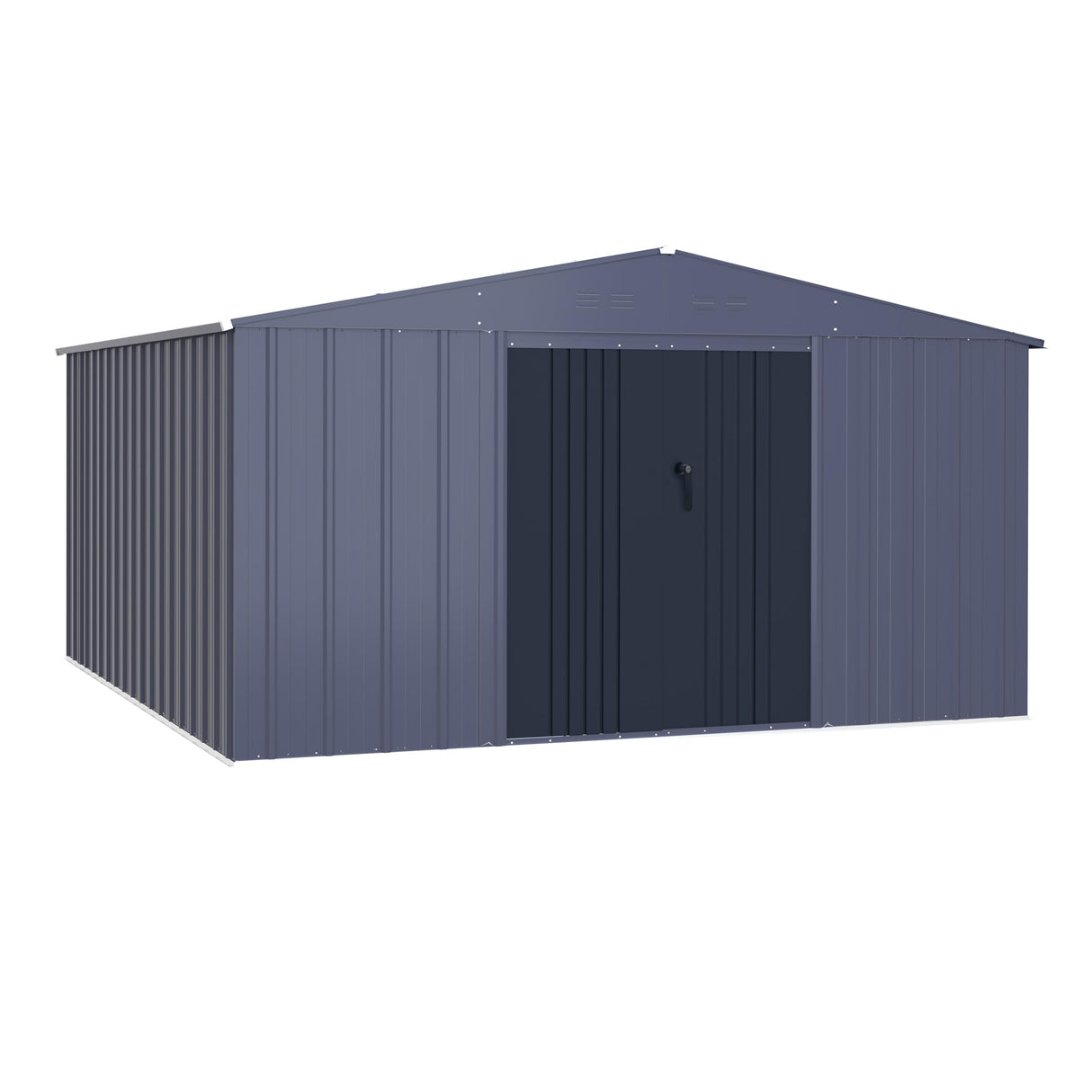 MUPATER Shed Outdoor Storage 10 x10 FT, Metal Shed Kit with Lockable Doors and Vents, Garden Furniture Tools Storage Shed House for Backyard, Patio and Lawn, Grey MUPATER