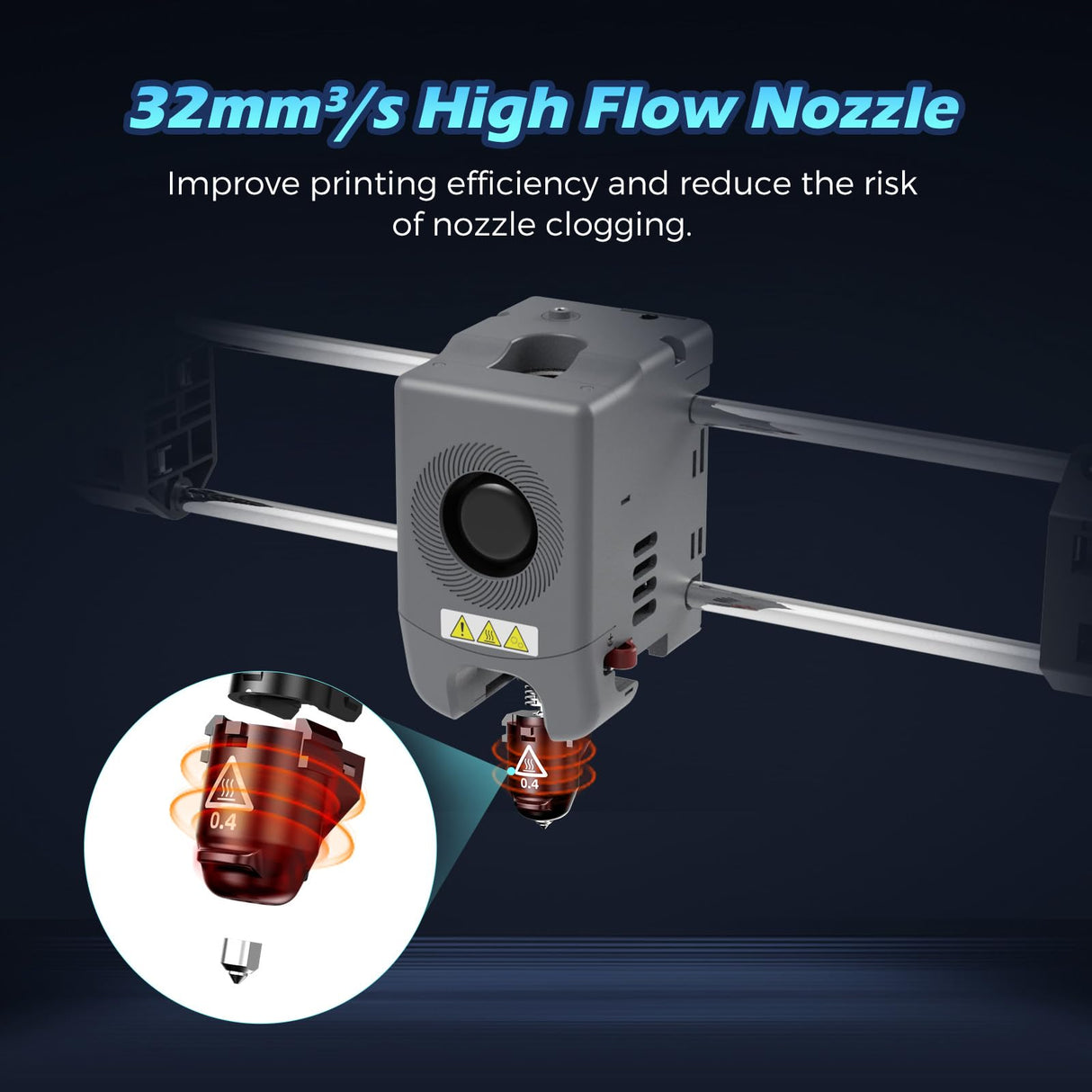FLASHFORGE Adventurer 5M Pro Entire Extruder Assembly, with 0.4mm High Flow 32mm³/s Nozzle, Adventurer 5M Extruder, 3D Printer Part for Stable High-Speed Printing FLASHFORGE