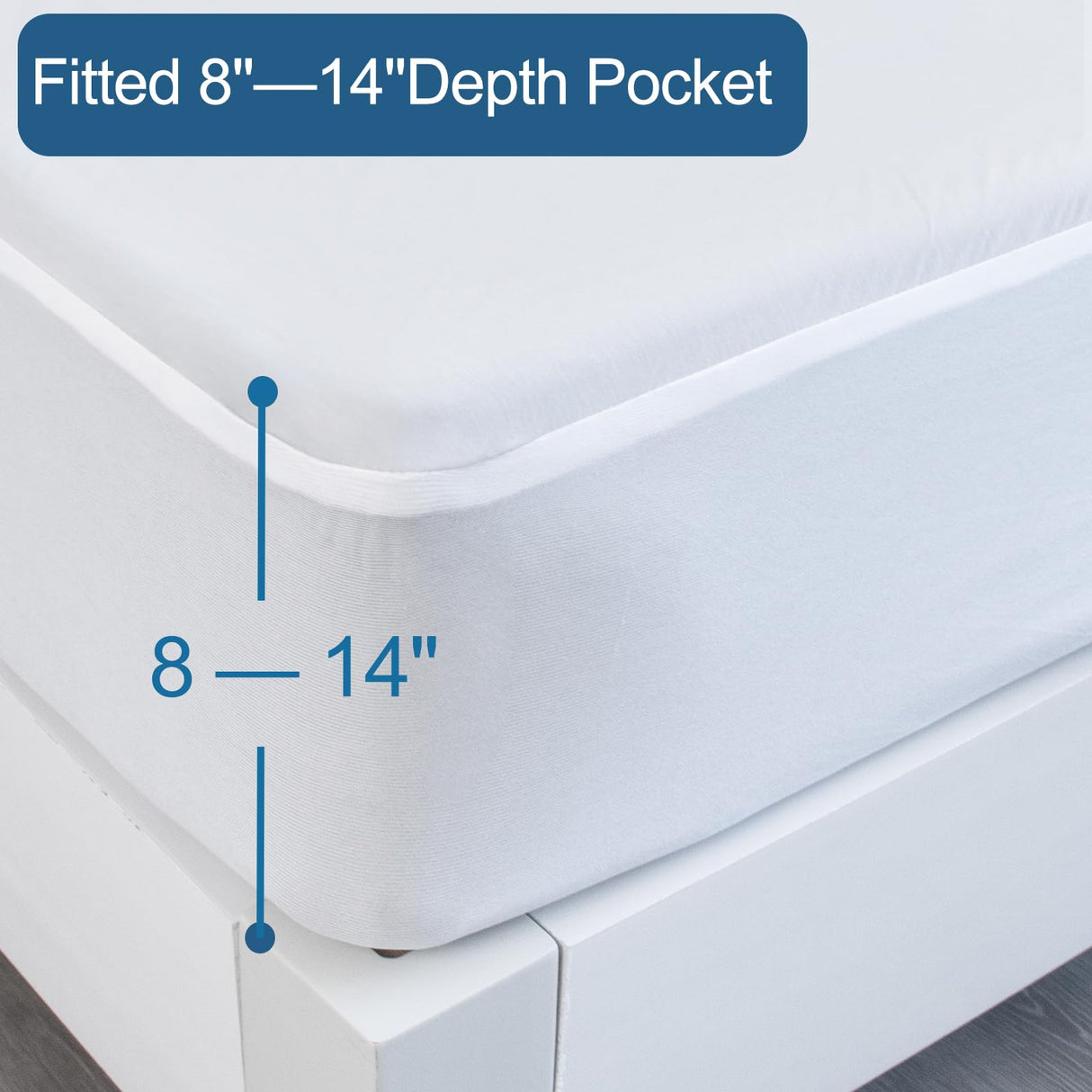 SPRINGSPIRIT Queen Mattress Protector, Queen Size Mattress Cover Protector Waterproof with Deep Pocket up to 14’’, Queen Size Bed, Noiseless & Skin-Friendly Queen Fitted Sheet Only, White SPRINGSPIRIT