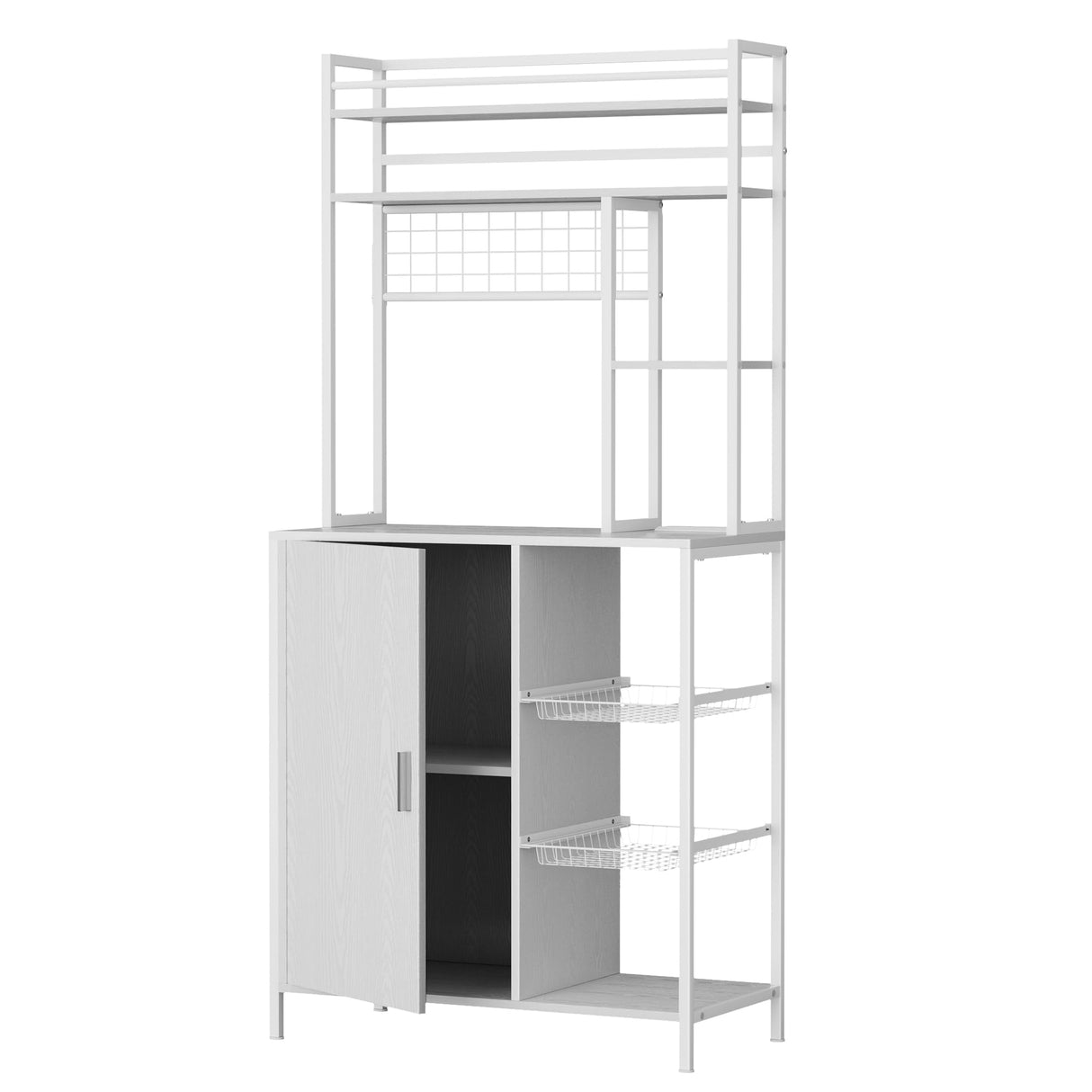 LegacyAmerhome Bakers Rack with Storage, 7-Tiers Large Bakers Rack with Power Outlet, Kitchen Microwave Stand Cabinet, Coffee Bar Cabinet with Storage Shelf, for Kitchen Living Room Pantry, White LegacyAmerhome