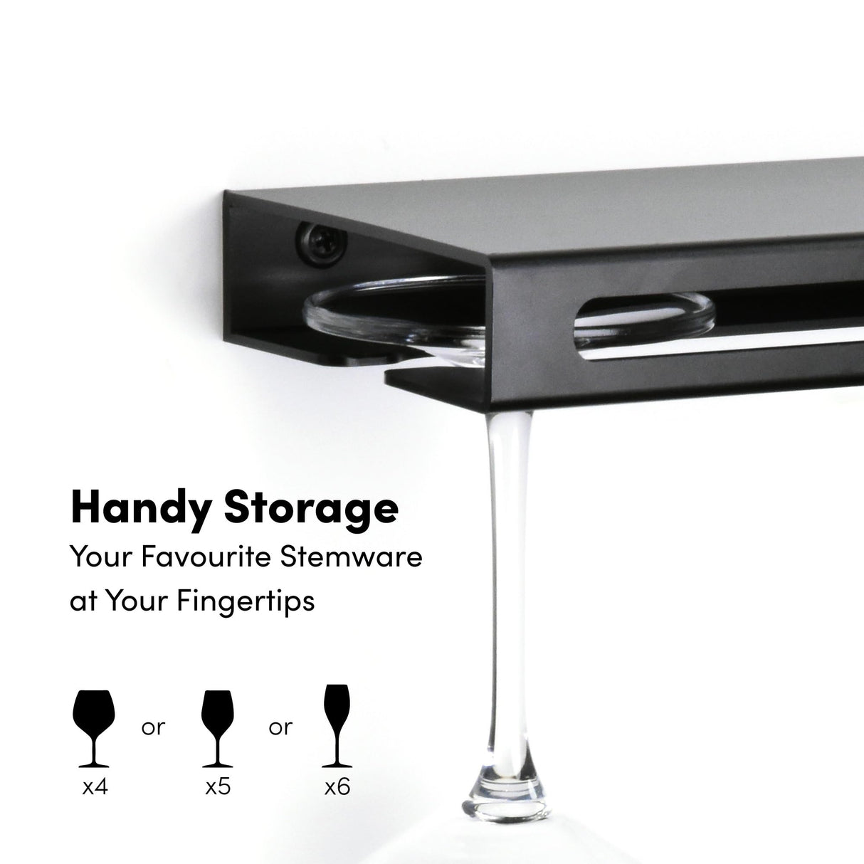 xympo Wall Mounted Wine Rack – Metal Floating Bar Shelf with Bottle and Glass Holder, Holds 5 Bottles and 4-6 Glasses xympo