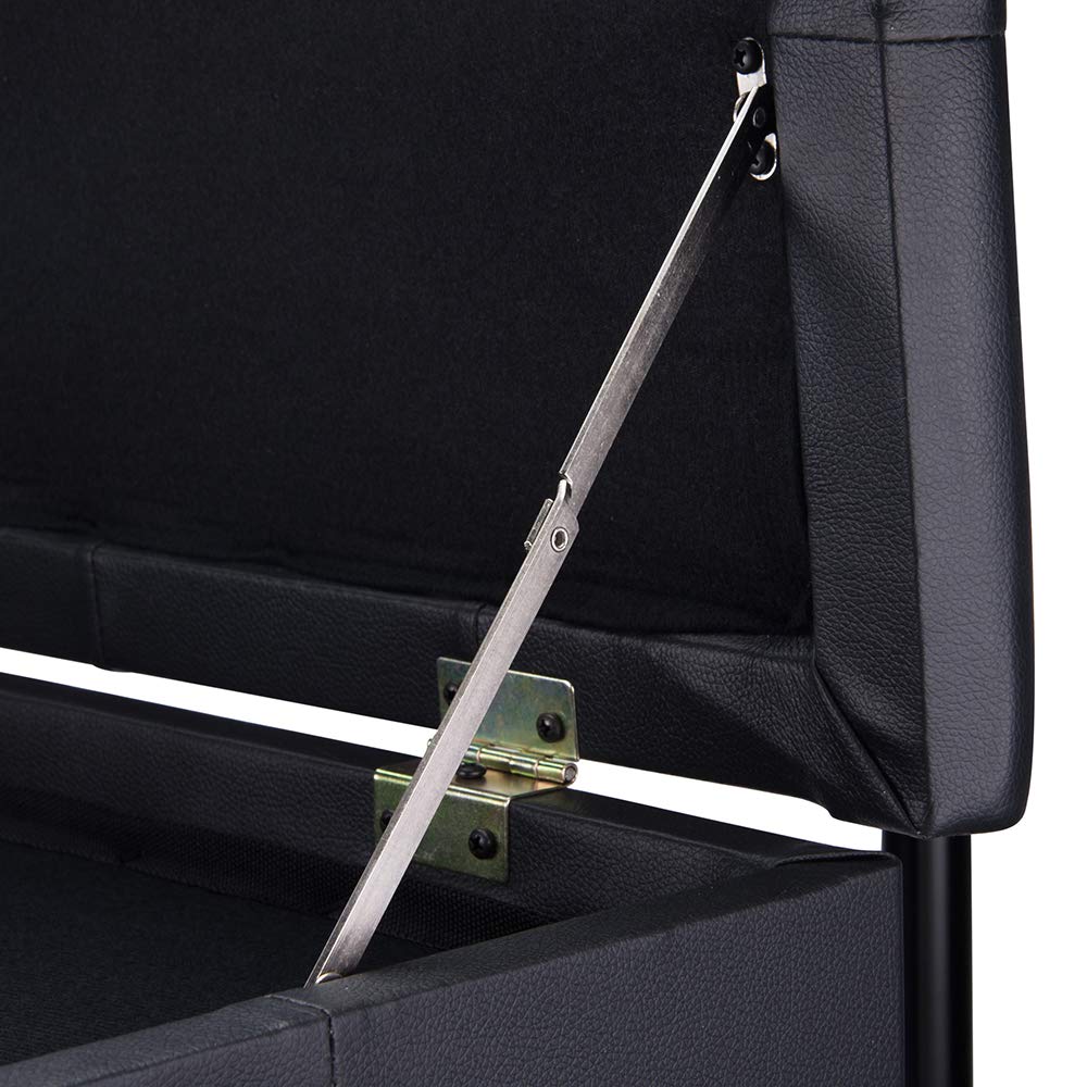 AW Adjustable Height Piano Bench Stool PU Leather Wooden Keyboard Seat with Music Storage Weight Capacity 400lbs Black AW