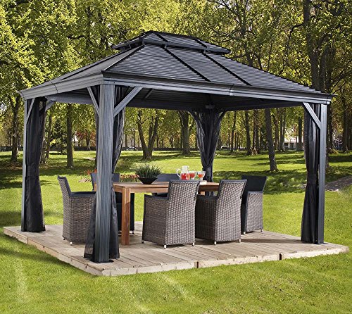 Sojag Outdoor 10' x 14' Mykonos Double Roof Hardtop Gazebo Outdoor Sun Shelter Sojag