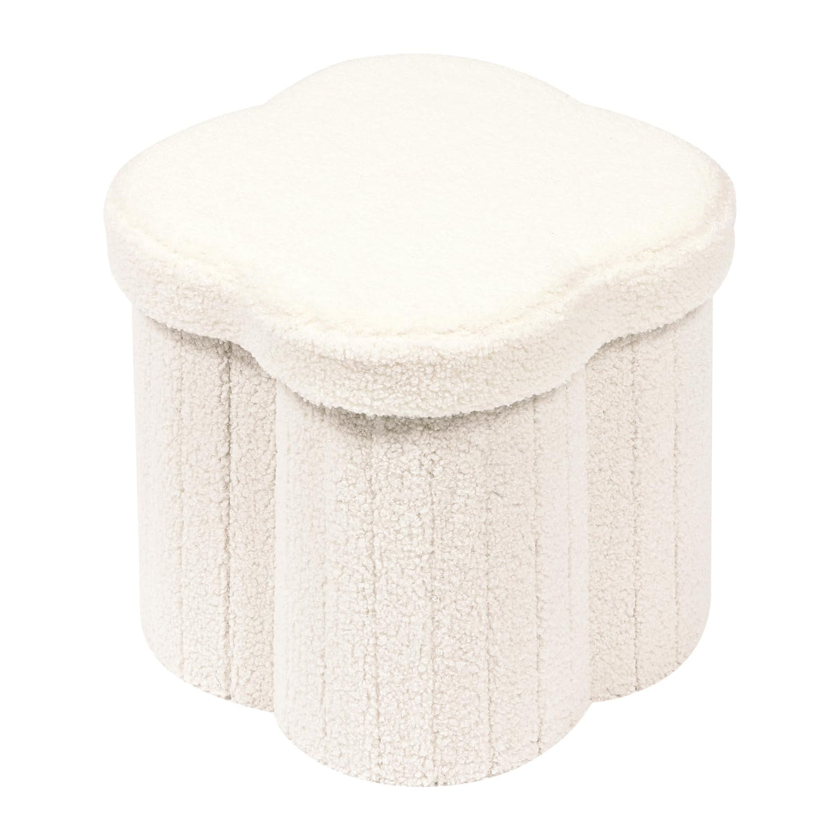B FSOBEIIALEO Storage Ottoman Cube, Flowers Shaped Ottomans with Storage Foot Stool Footrest for Lving Room, Boucle Ottoman Seat for Dorm Room,Faux Teddy Fur, Cream White 12.6"x12.6"x12.6" B FSOBEIIALEO