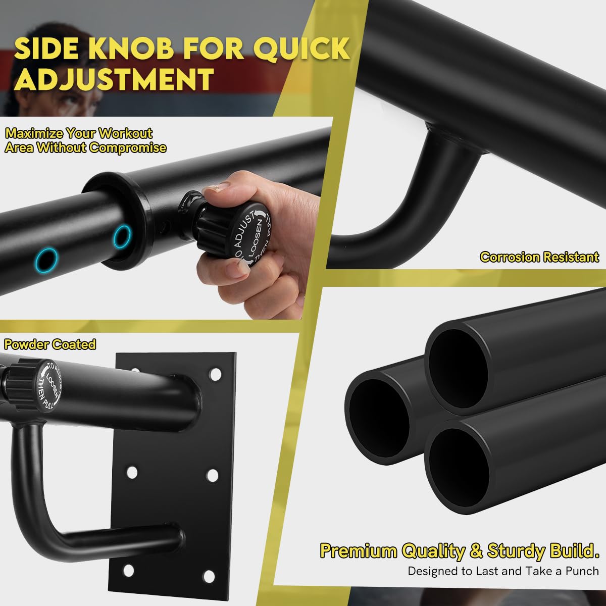 BreeRainz Adjustable Wall Mount Heavy Bag Hanger, Heavy Punching Bag Wall Stand, Boxing Bag Bracket for Home Gym Indoor Outdoor BreeRainz