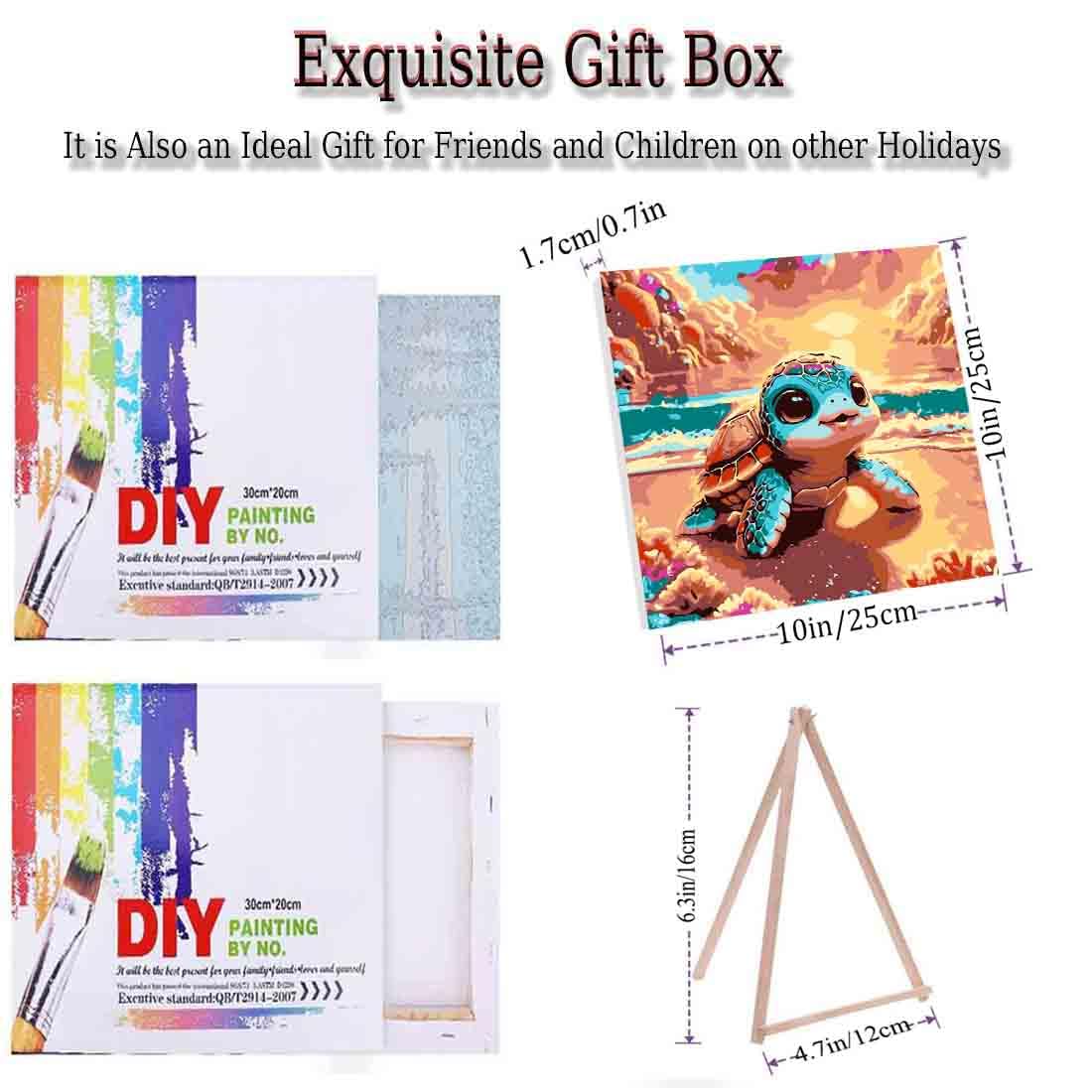 VIGEGU Sea Turtle Paint by Numbers Kit for Adults with Framed,Paint by Number with Wooden Easel DIY Adult Paint by Number Kits Box Pack Acrylic Oil Painting 10x10inch VIGEGU