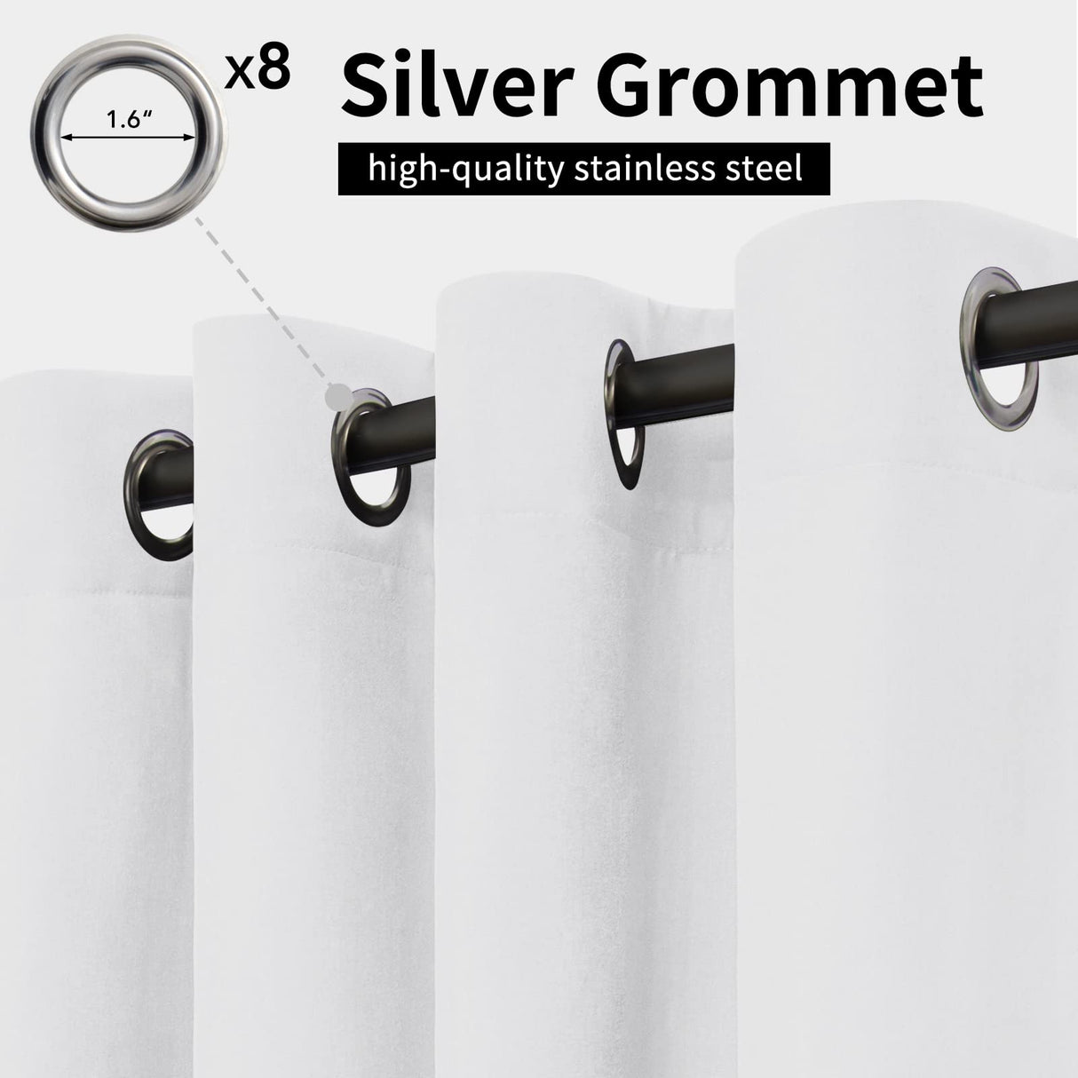 Easy-Going Outdoor Curtains Waterproof Windproof Weatherproof Curtain for Patio, Cabana, Porch, Pergola and Gazebo, Grommet Top and Tab Bottom Drape, 1 Panel, 54x84 inch, White Easy-Going