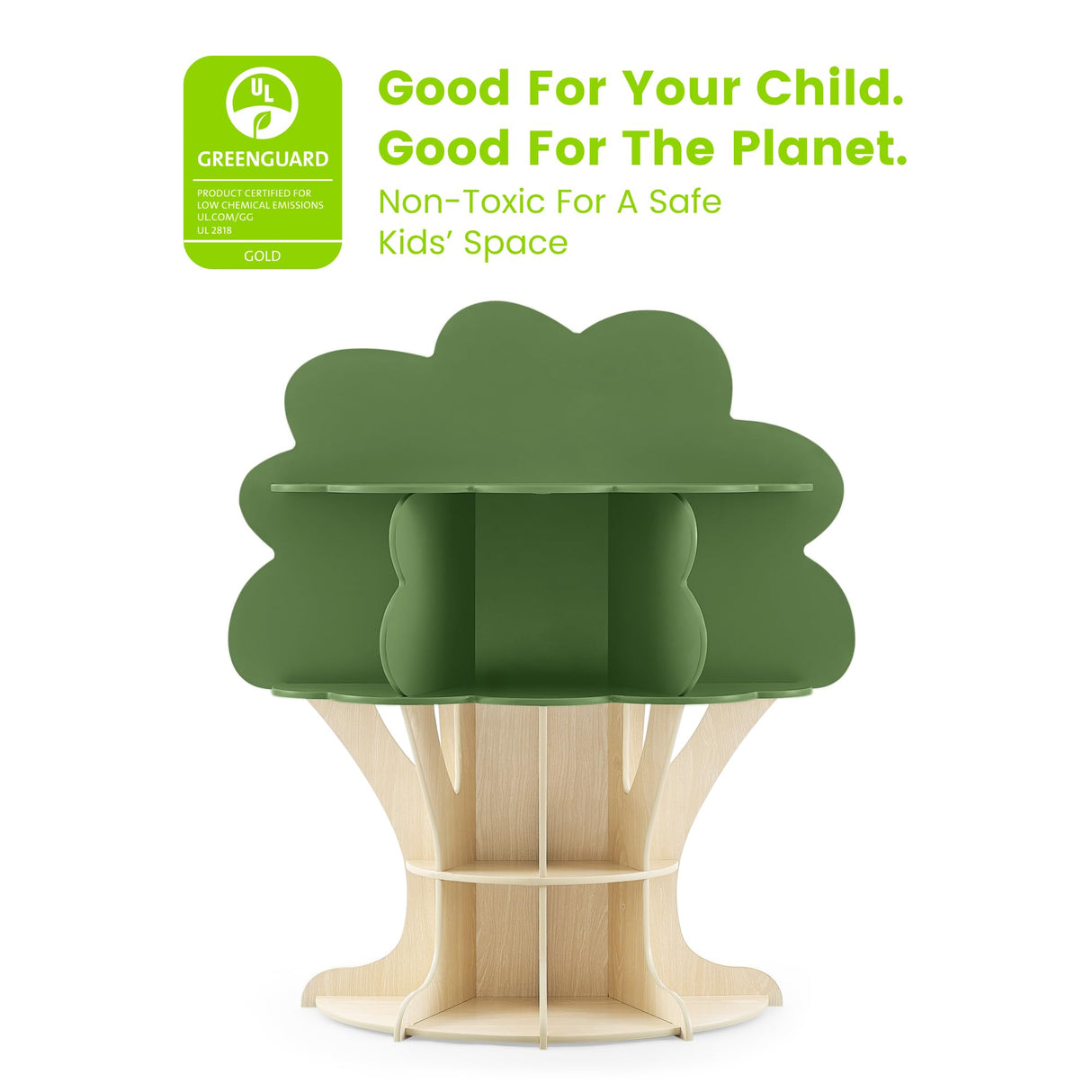 Delta Children Tree Bookcase - Greenguard Gold Certified, Fern Green/Crafted Natural Delta Children