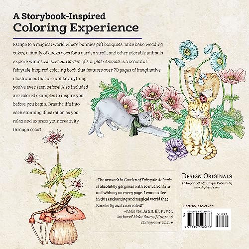 Garden of Fairytale Animals: A Curious Collection of Creatures to Color (Design Originals) Adult Coloring Book with 66 Line Art Designs of a Magical Garden and Whimsical Animals in a Charming Setting Design Originals