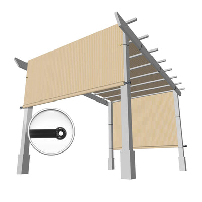 Windscreen4less 10' x 16' Universal Replacement Shade Cover Canopy for Pergola Patio Porch Privacy Shade Screen Panel with Grommets on 2 Sides includes Weighted Rods Breathable UV Block Beige Tan