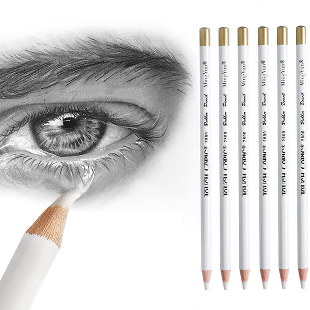 Pencil Set for Artists - Wooden Sketch Eraser Pen for Charcoal Drawings, Professional Highlight Painting for Sketching, Revise Erasing Details for Students Limner leuapl