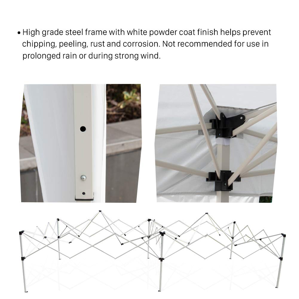 Polar Aurora 10' X 20' Easy Pop up Canopy Party Tent Outdoor Patio Wedding Party Tent Folding Waterproof w/ 4 Removable Sidewalls and Portable Bag - White Polar Aurora