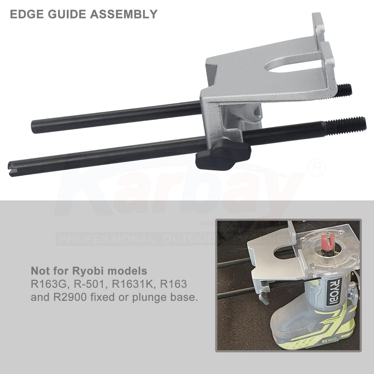 204358001 Edge Guide Assembly Compatible with Ryobi P601 and P206 18V ONE+ Trim Routers, Fits PCL424B PCL424 R2401 Trim Routers - 204358001 Router Guide Karbay